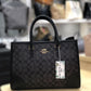 Coach Signature Print Tote Bag for Women with Double Top Handles and Spacious Everyday Carry Design - Beige