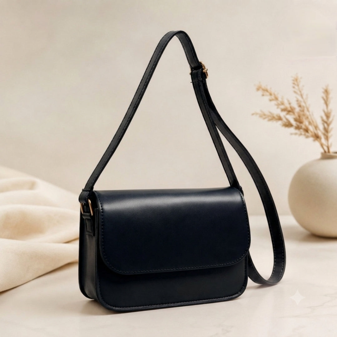 Classic Flap Crossbody Shoulder Bag for Women – Premium Leather Look Handbag with Adjustable Strap & Gold Lock Closure