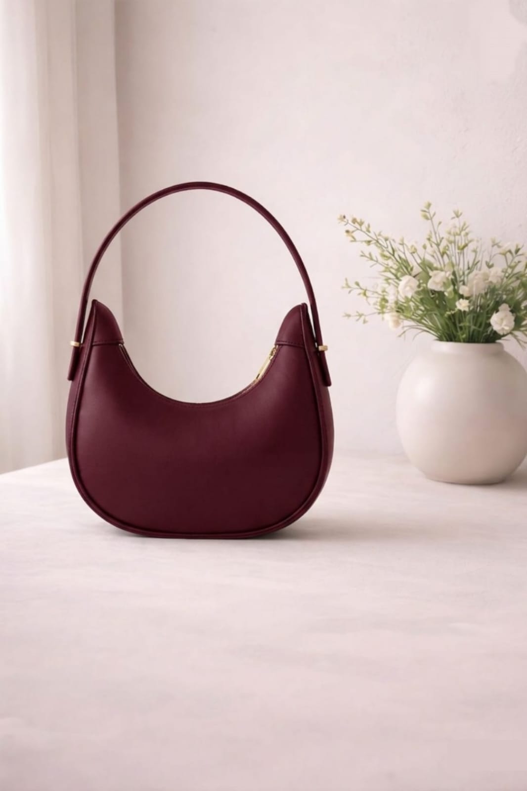 Half Moon Shoulder Bag Minimalist Elegant Handbag for Women – Black