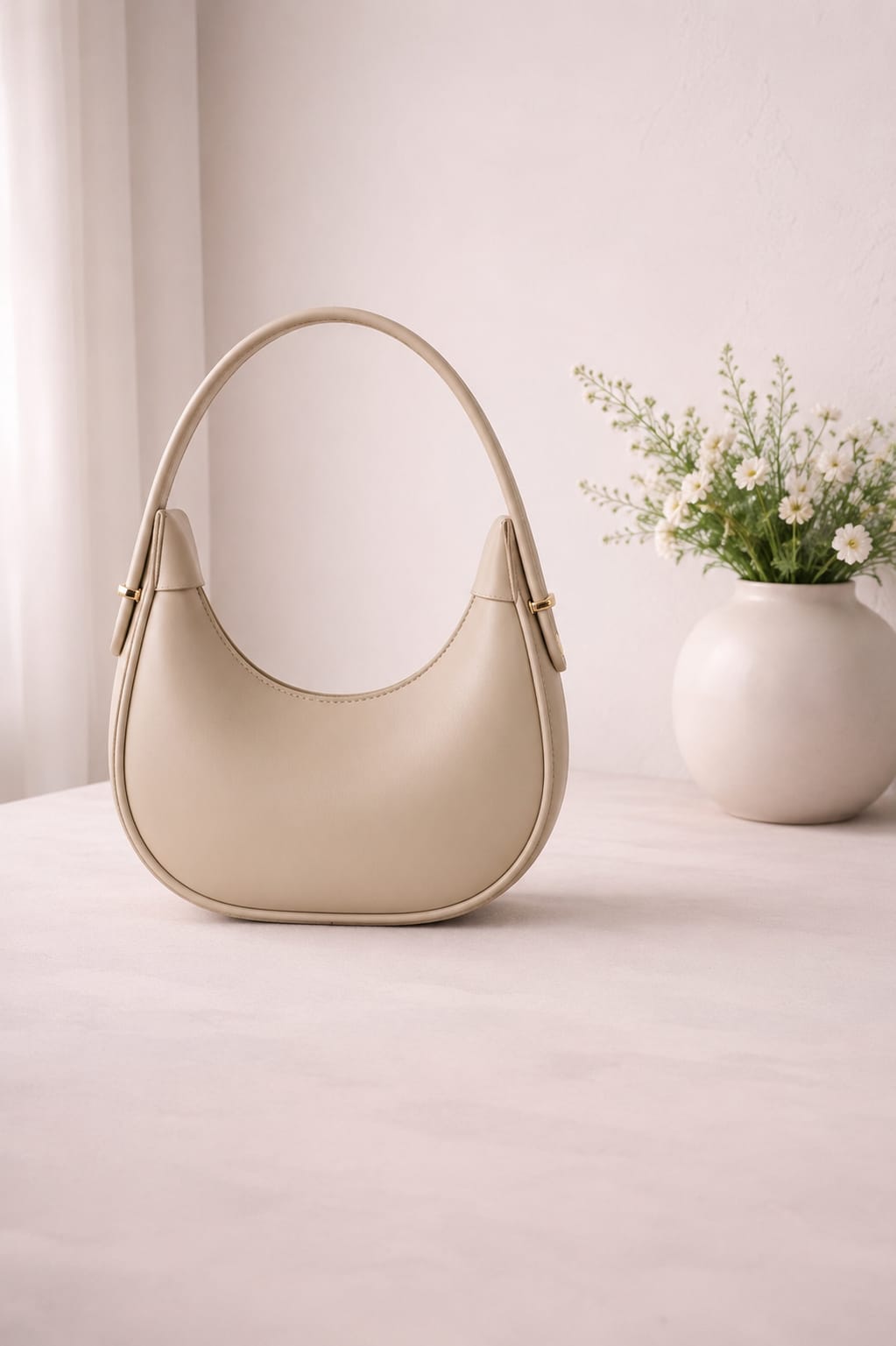 Half Moon Shoulder Bag Minimalist Elegant Handbag for Women – Black