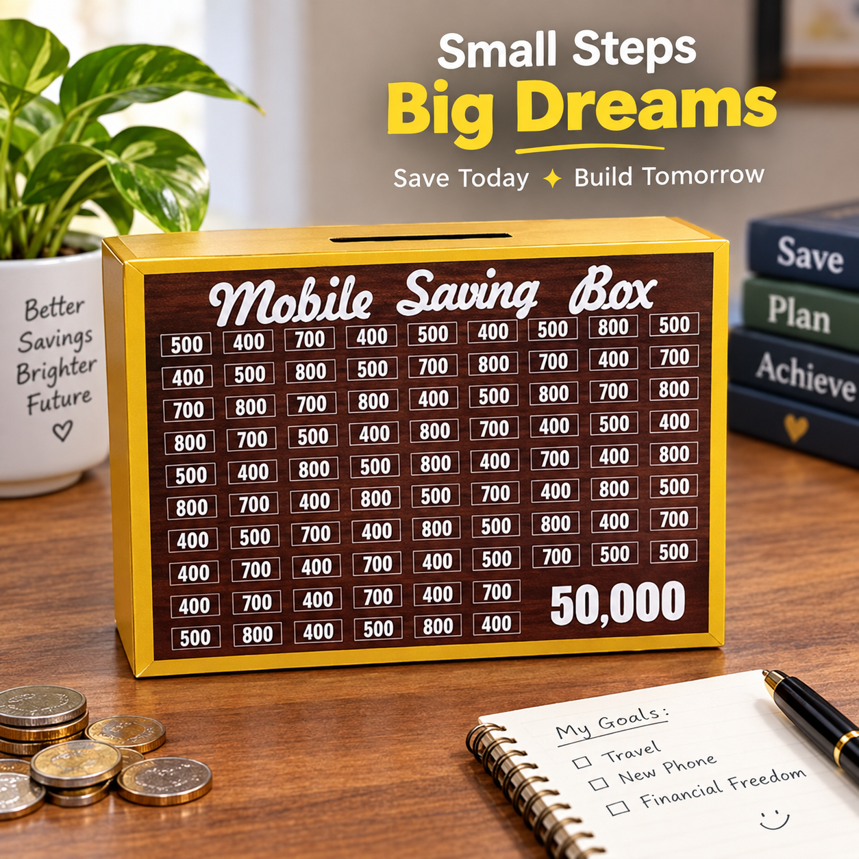 Mobile Saving Box Durable Quality Secure Storage Perfect Choice For Household Office And Daily Saving Needs
