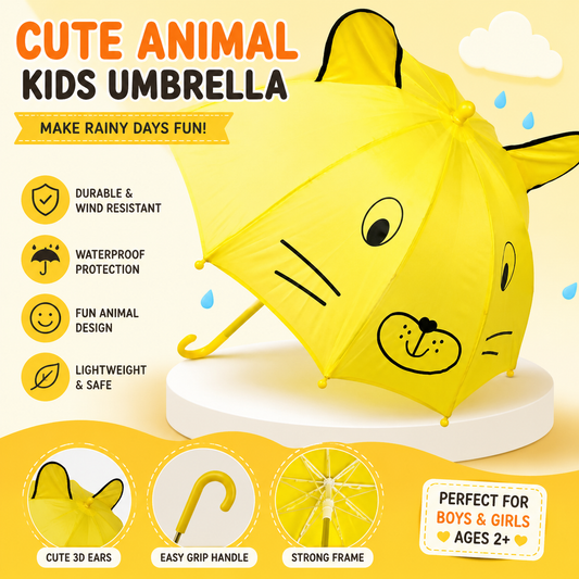 Small Kids Cartoon Umbrella – Multicolor, Random Shape & Design, Lightweight & Compact