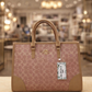 Coach Signature Print Tote Bag for Women with Double Top Handles and Spacious Everyday Carry Design - Beige