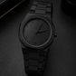 Black Minimalist Analog Wrist Aura Watch With Stainless Steel Strap And Butterfly Lock