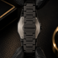 Black Minimalist Analog Wrist Aura Watch With Stainless Steel Strap And Butterfly Lock
