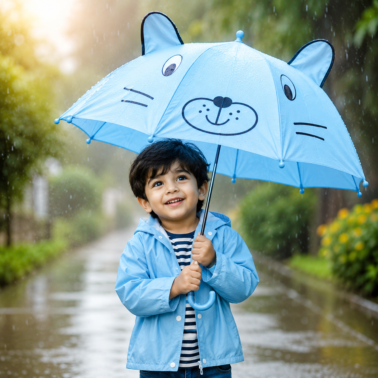 Small Kids Cartoon Umbrella – Multicolor, Random Shape & Design, Lightweight & Compact