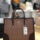 Coach Signature Print Tote Bag for Women with Double Top Handles and Spacious Everyday Carry Design - Beige
