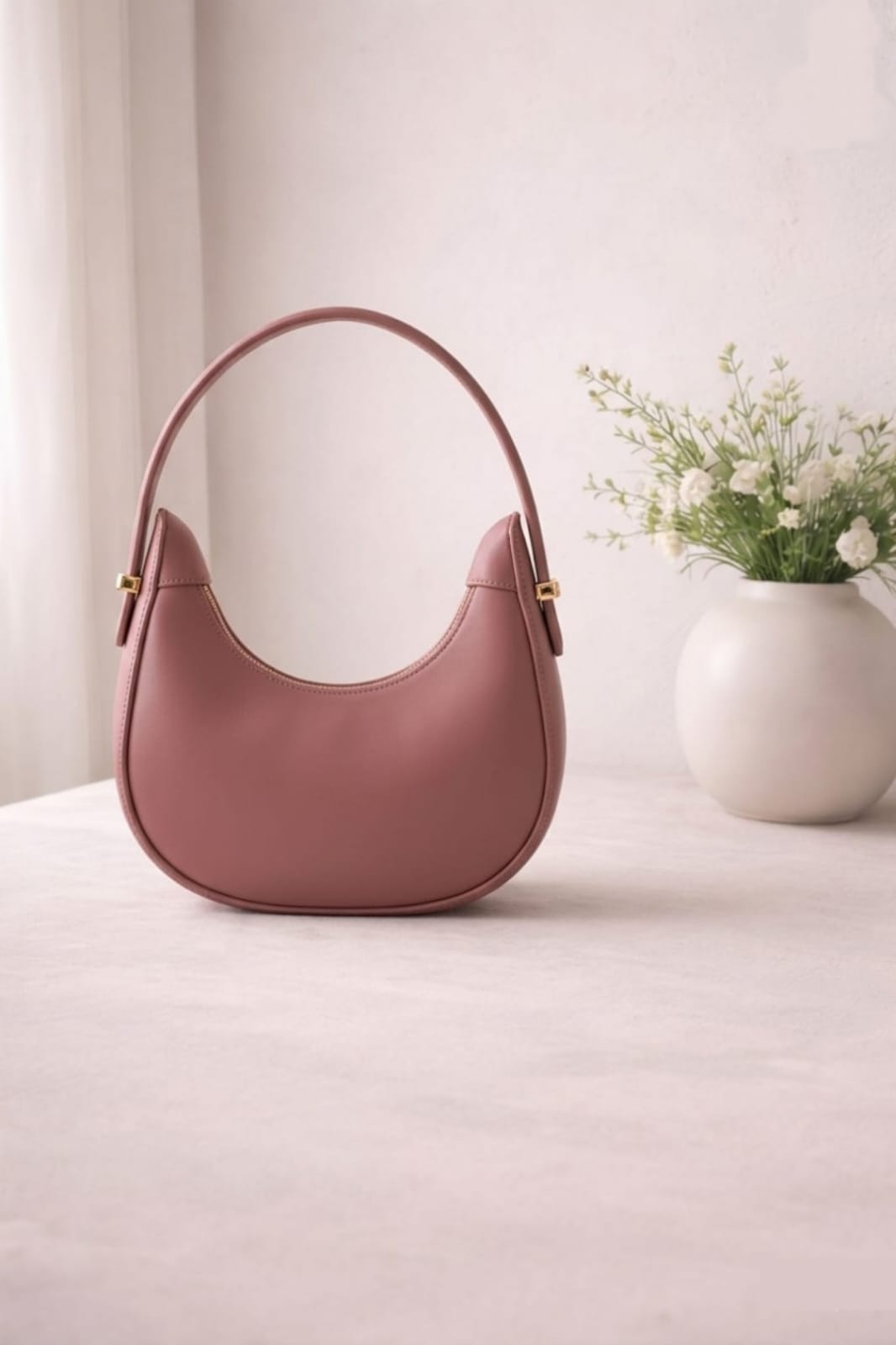 Half Moon Shoulder Bag Minimalist Elegant Handbag for Women – Black
