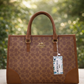 Coach Signature Print Tote Bag for Women with Double Top Handles and Spacious Everyday Carry Design - Beige
