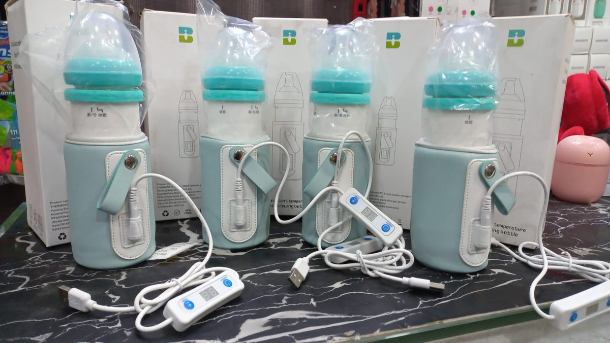 USB Baby Bottle Warmer with Adjustable Temperature Display – Portable Milk Warmer Sleeve for Car, Power Bank & Travel Use BPA -free