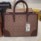 Coach Signature Print Tote Bag for Women with Double Top Handles and Spacious Everyday Carry Design - Beige